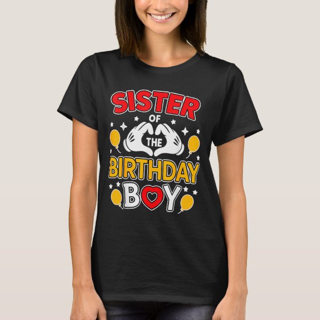 Camiseta Sister Of The Birthday Boy Family Matching Dad Mom (Anverso)