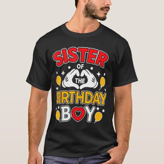 Camiseta Sister Of The Birthday Boy Family Matching Dad Mom (Anverso)