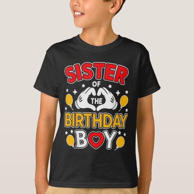 Camiseta Sister Of The Birthday Boy Family Matching Dad Mom (Anverso)