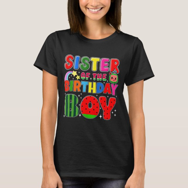 Camiseta Sister Of The Birthday Boy Melon Family Matching F (Anverso)