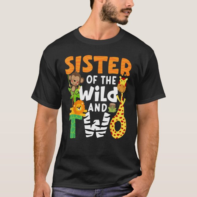 Camiseta Sister Of The Wild and Two 2 Zoo Theme Party Safar (Anverso)