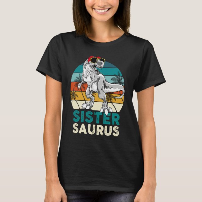 Camiseta Sister Saurus Dinosaur Matching Family T Rex Vinta (Anverso)