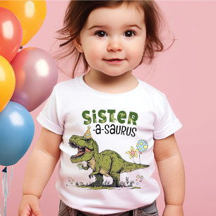 Camiseta Sister-saurus Dinosaur Theme Kids Birthday Fiesta