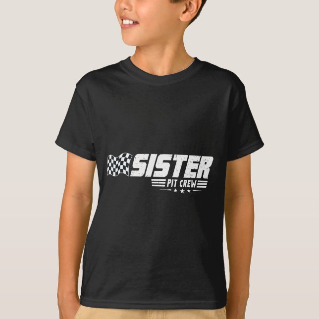 Camiseta Sister T Crew Race Car Birthday Family Racing  (Anverso)