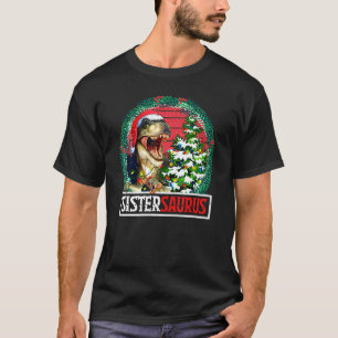 Camiseta Sistersaurus Santa Sister Dinosaur T Rex Xmas Tree