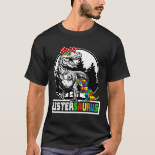 Camiseta Sistersaurus T Rex Dinosaur Sister Saurus Autism A