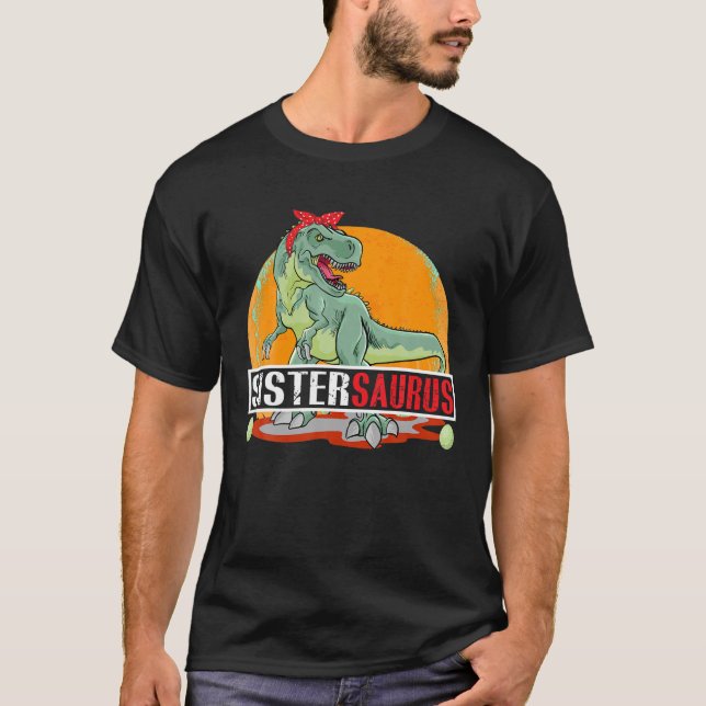 Camiseta SISTERSAURUS T Rex Dinosaur Sister Saurus Cumpleañ (Anverso)