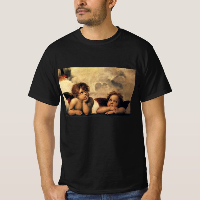 Camiseta Sistine Madonna Angels por Raphael Sanzio (Anverso)