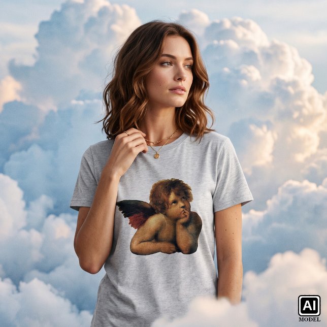 Camiseta Sistine Madonna, detalles de Angels de Raphael San (Sistine Madonna (detail) by Raphael is a vintage Renaissance fine art religious portrait painting.)