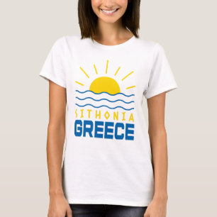 Camiseta Sithonia Grecia Sol Y Olas Del Mar Para Mujeres