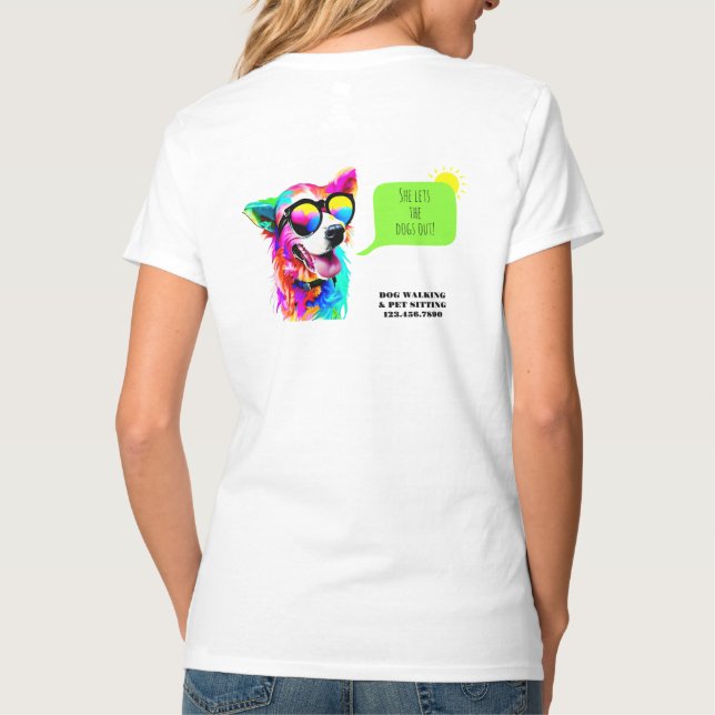 Camiseta Sitio Mascota del caminante del perro arcoiris (Reverso)