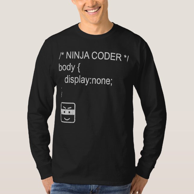Camiseta Sitio web de Ninja Coder HTML CSS Multitarea Team  (Anverso)