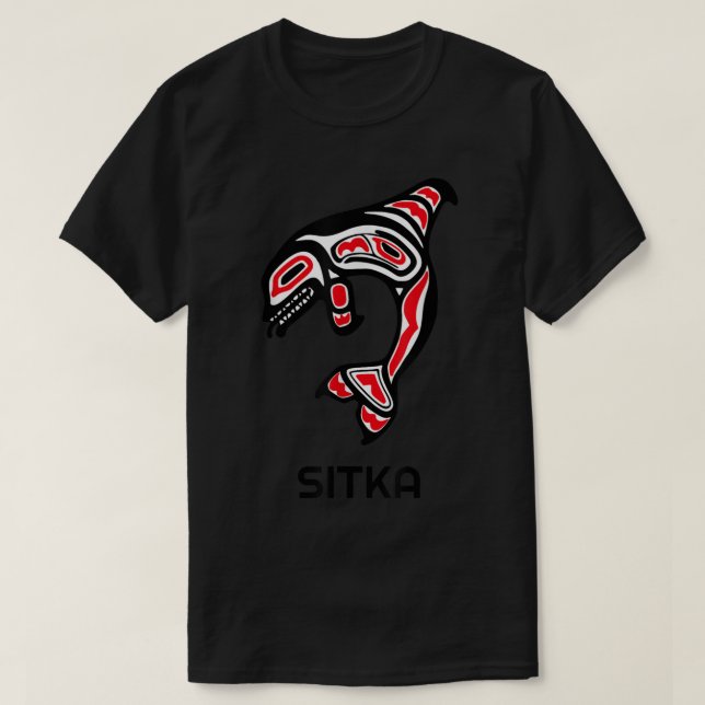 Camiseta Sitka Alaska Nativo Estadounidense Orca Asesino Wh (Diseño del anverso)