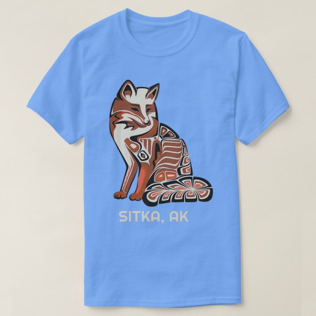 Camiseta Sitka Alaska Nativo Estadounidense Tribal Fox Haid (Diseño del anverso)