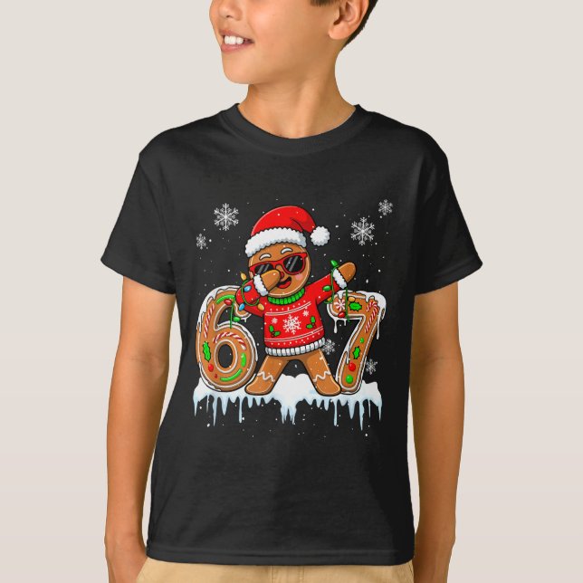 Camiseta Six Seven 67 Christmas Funny Santa Gingerbread Dab (Anverso)