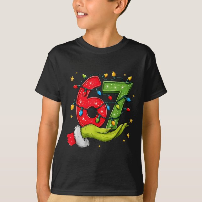 Camiseta Six Seven 67 Christmas Lights Hand Signs Elf Light (Anverso)