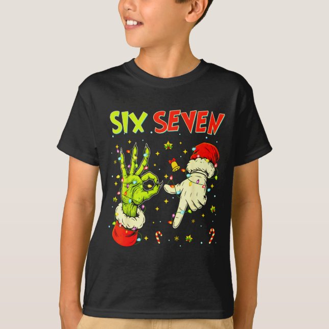 Camiseta Six Seven 67 Funny Hand-sign Christmas Meme  (Anverso)