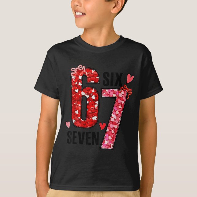Camiseta Six Seven 67 Hearts 6 7 Meme Boys Girls Kids Valen (Anverso)