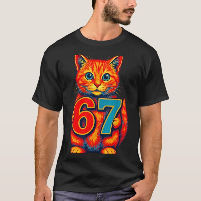 Camiseta Six Seven 67 Meme 6 7 Cat Youth Boy Girl  (Anverso)