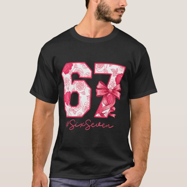 Camiseta Six Seven 67 Meme Coquette Girl Bow Funny Gen Alph (Anverso)