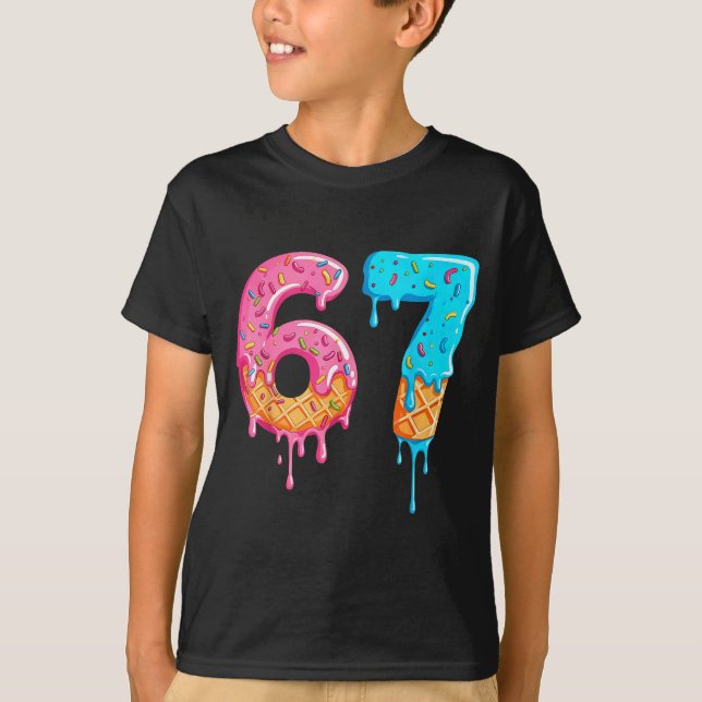 Camiseta Six Seven 67 Meme Ice Cream Drip Funny  (Anverso)