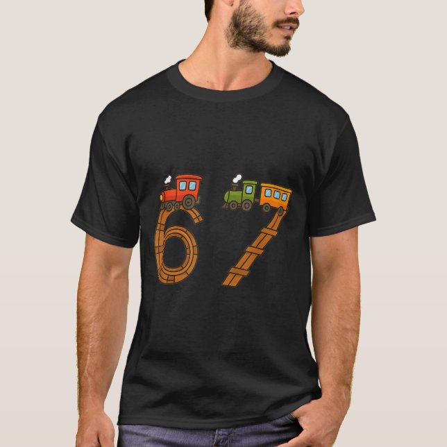Camiseta Six Seven 67 Train Tracks Trains Numbers 6 And 7 V (Anverso)