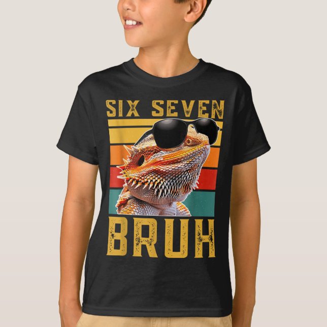 Camiseta Six Seven 6 7 67 Meme Funny Bearded Dragon Design  (Anverso)