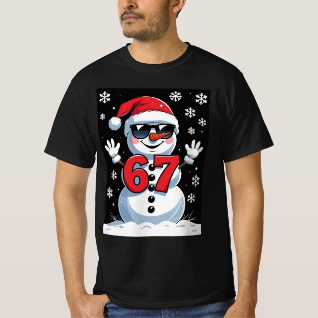 Camiseta Six Seven 6 7 Christmas Tee Cool Snowman Meme (Anverso)