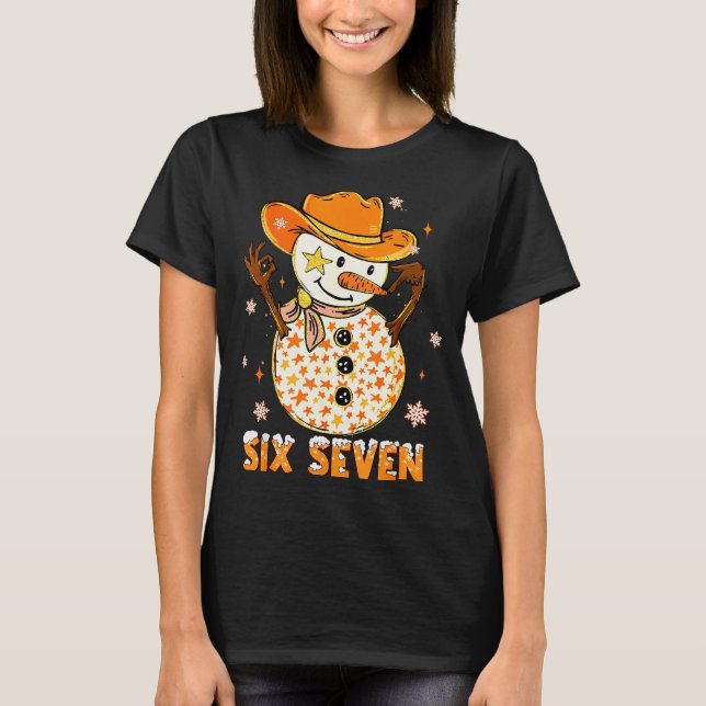 Camiseta Six Seven 6 7 Gen Z Alpha Snowman Meme Slang Merry (Anverso)