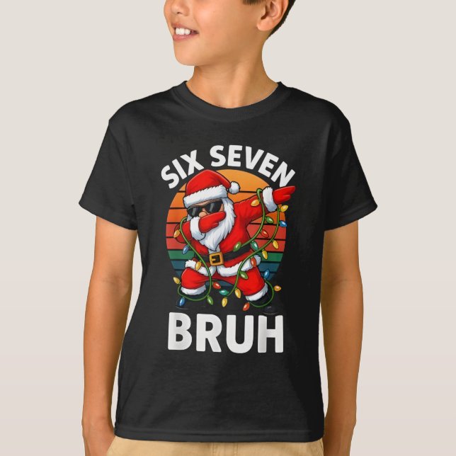 Camiseta Six Seven 6 7 Meme Dabbing Santa Merry Christmas B (Anverso)