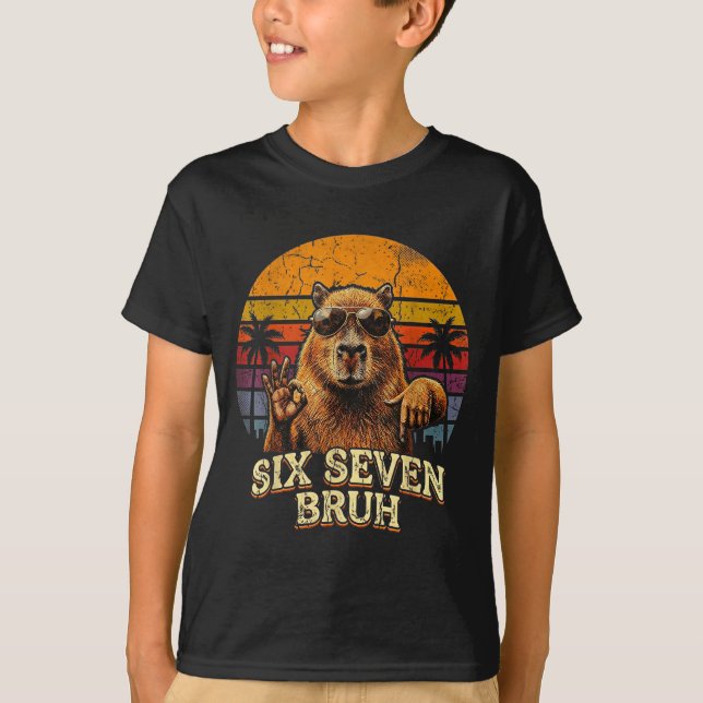 Camiseta Six Seven Bruh 67 Capybara 6 7 Funny Meme Animal 6 (Anverso)