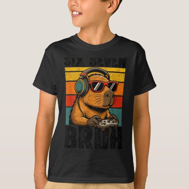 Camiseta Six Seven Bruh 67 Meme Capybara Funny Video Games  (Anverso)