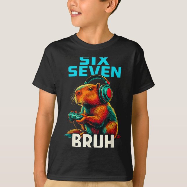 Camiseta Six Seven Bruh 67 Meme Funny Capybara  (Anverso)