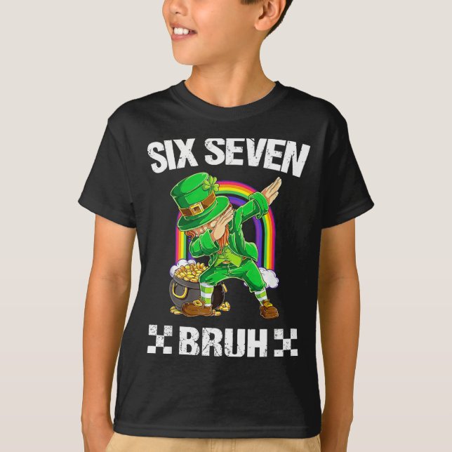 Camiseta Six Seven Bruh Dabbing Leprechaun St Patricks Day  (Anverso)