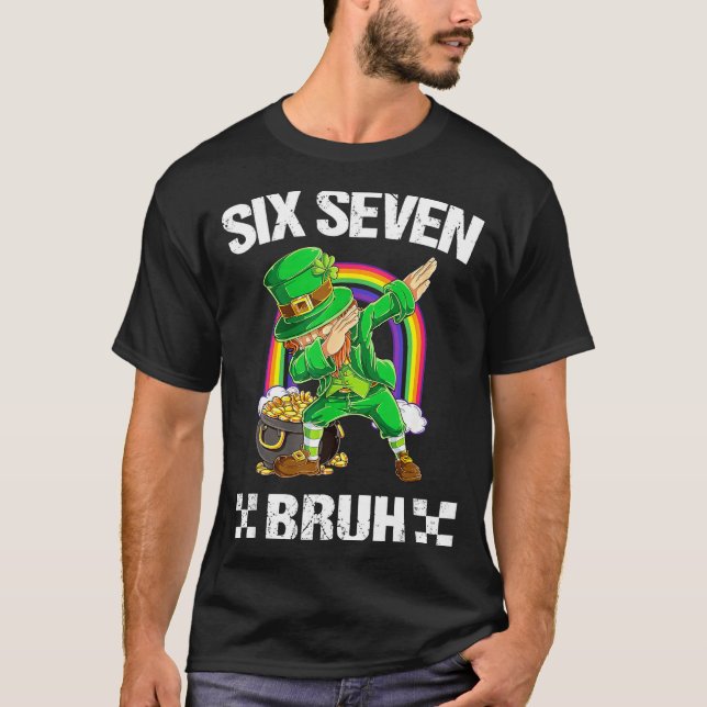 Camiseta Six Seven Bruh Dabbing Leprechaun St Patricks Day  (Anverso)