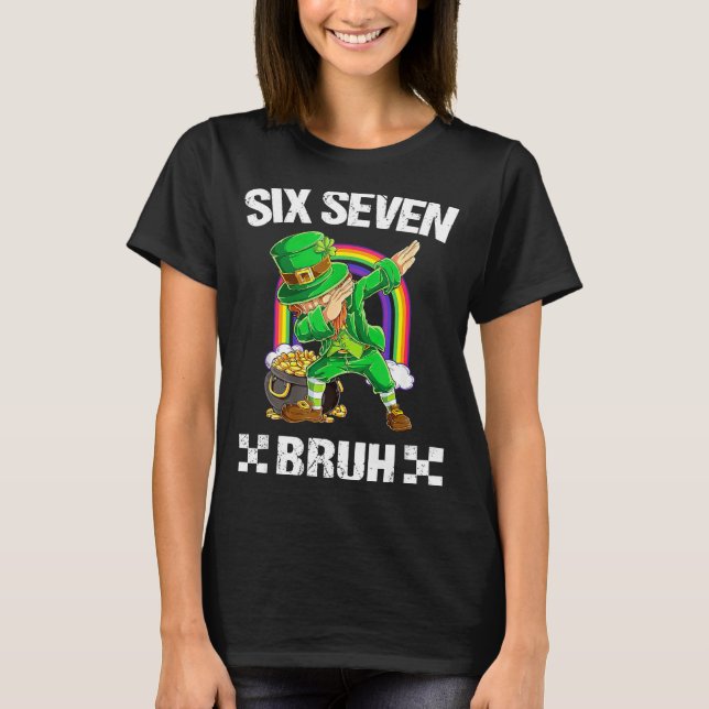 Camiseta Six Seven Bruh Dabbing Leprechaun St Patricks Day  (Anverso)