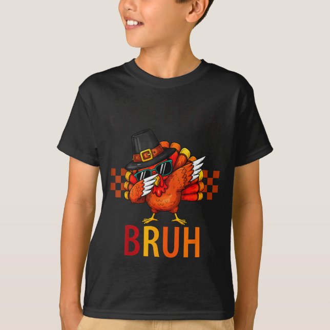 Camiseta Six Seven Bruh Dabbing Turkey Thanksgiving 67 Meme (Anverso)