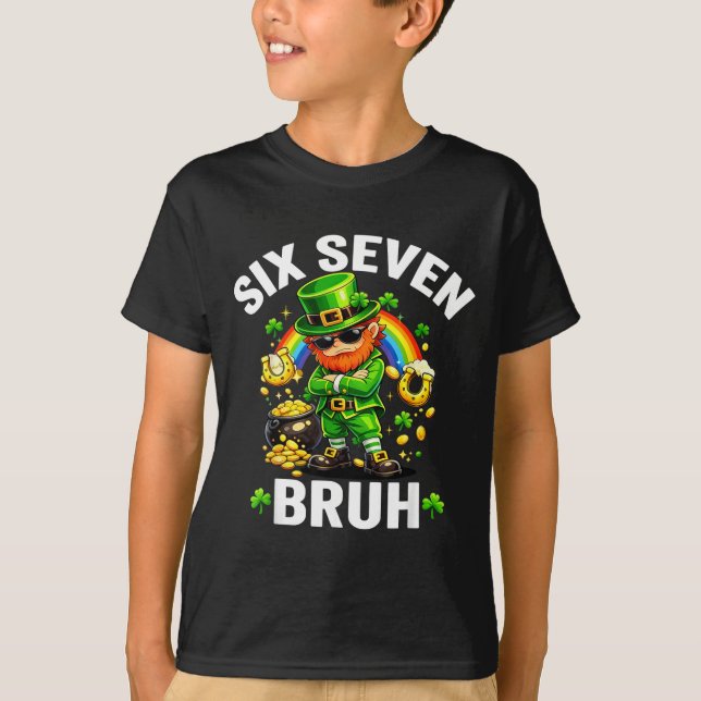 Camiseta Six seven bruh st patrick’s day funny leprechaun (Anverso)