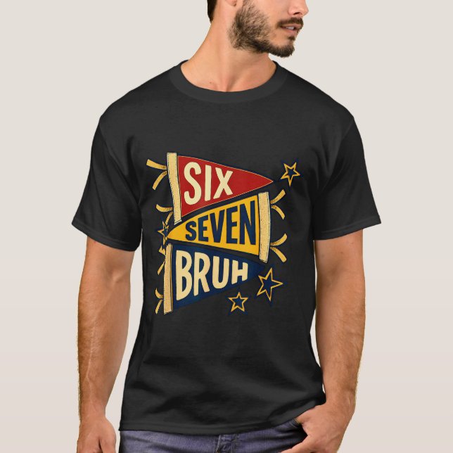 Camiseta Six Seven Bruh Vintage Pennant Graphic Tee  (Anverso)