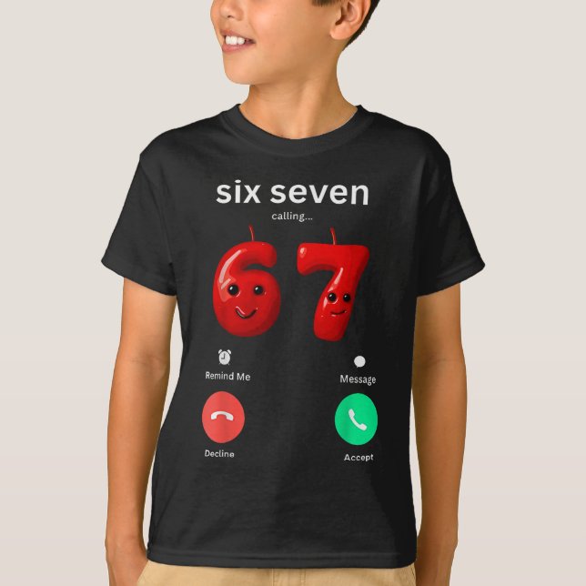 Camiseta Six Seven Calling Meme Minimalist Trendy Phone Scr (Anverso)