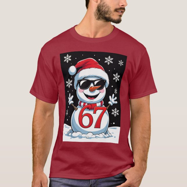 Camiseta Six Seven Christmas Tee Cool Snowman Meme (Anverso)