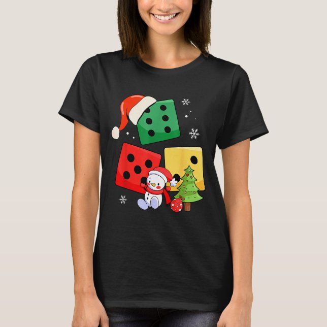 Camiseta Six Seven Christmas Three Dice Santa Hat 67 Meme  (Anverso)