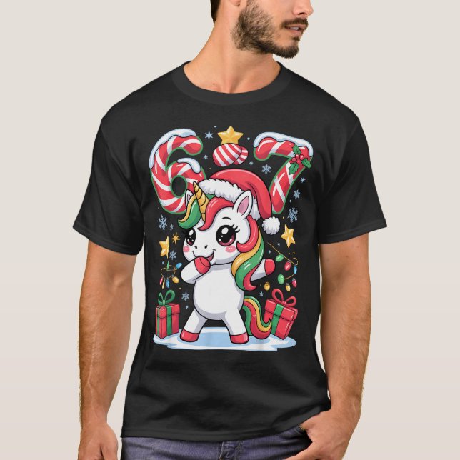 Camiseta Six Seven Christmas Unicorn Meme Funny Cute Holida (Anverso)