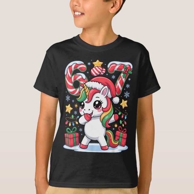 Camiseta Six Seven Christmas Unicorn Meme Funny Cute Holida (Anverso)