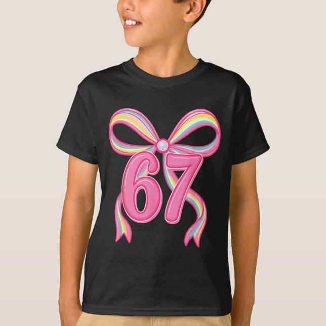Camiseta Six Seven Coquette Girl Bow Cute Meme 67 Nk Funny  (Anverso)