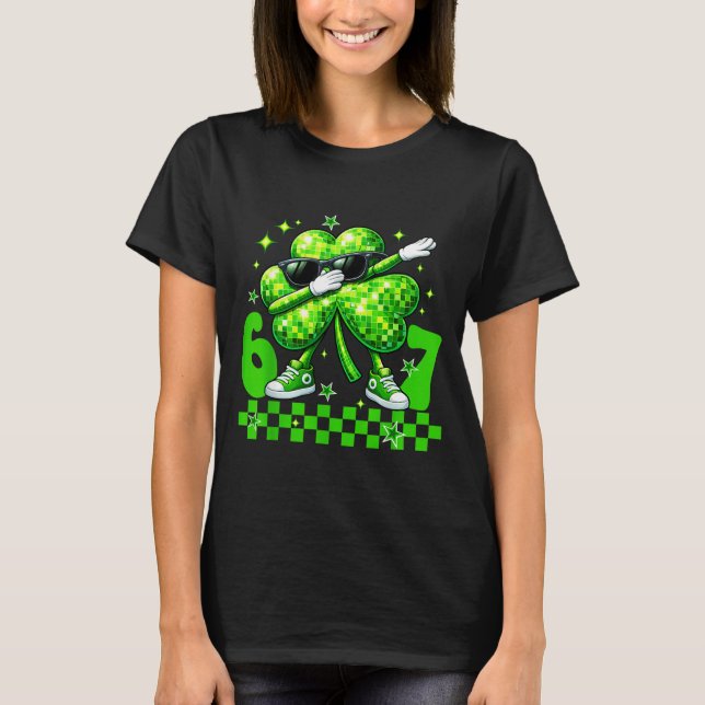 Camiseta Six seven disco shamrock st patricks day 67 meme (Anverso)