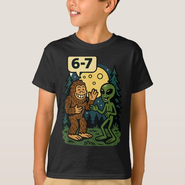 Camiseta Six Seven Funny Bigfoot And Alien 67 Viral Meme Sa (Anverso)