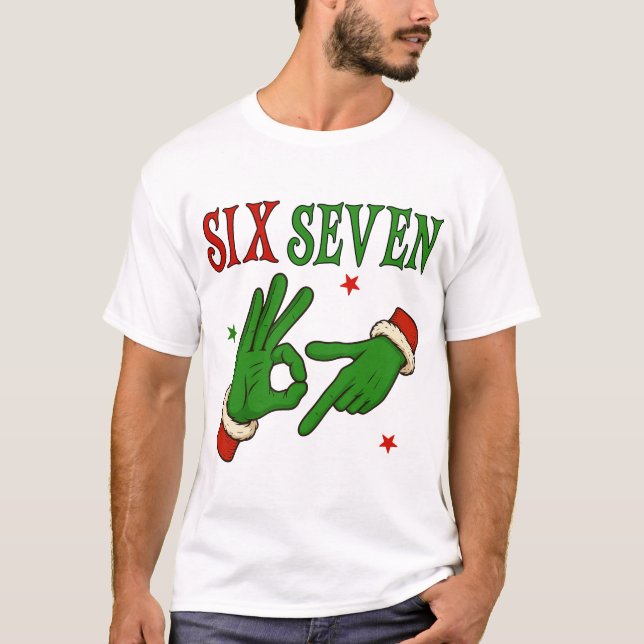 Camiseta Six Seven Grinch Hand OK Sign Trendy Christmas  (Anverso)