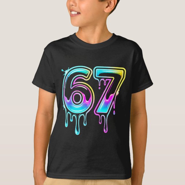 Camiseta Six Seven Ice Cream Drip Cool Meme 67 Funny 6 7 Bo (Anverso)
