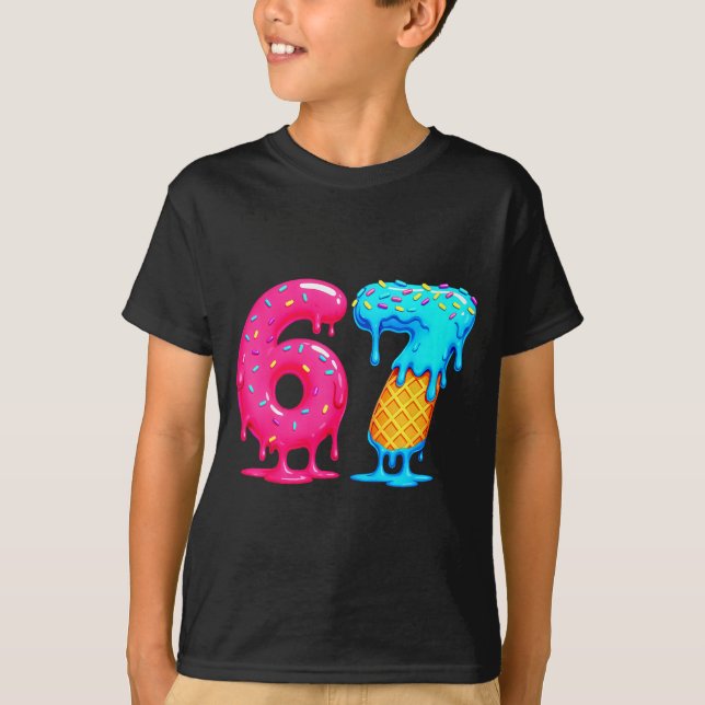 Camiseta Six Seven Ice Cream Drip Cool Meme 67 Funny Number (Anverso)